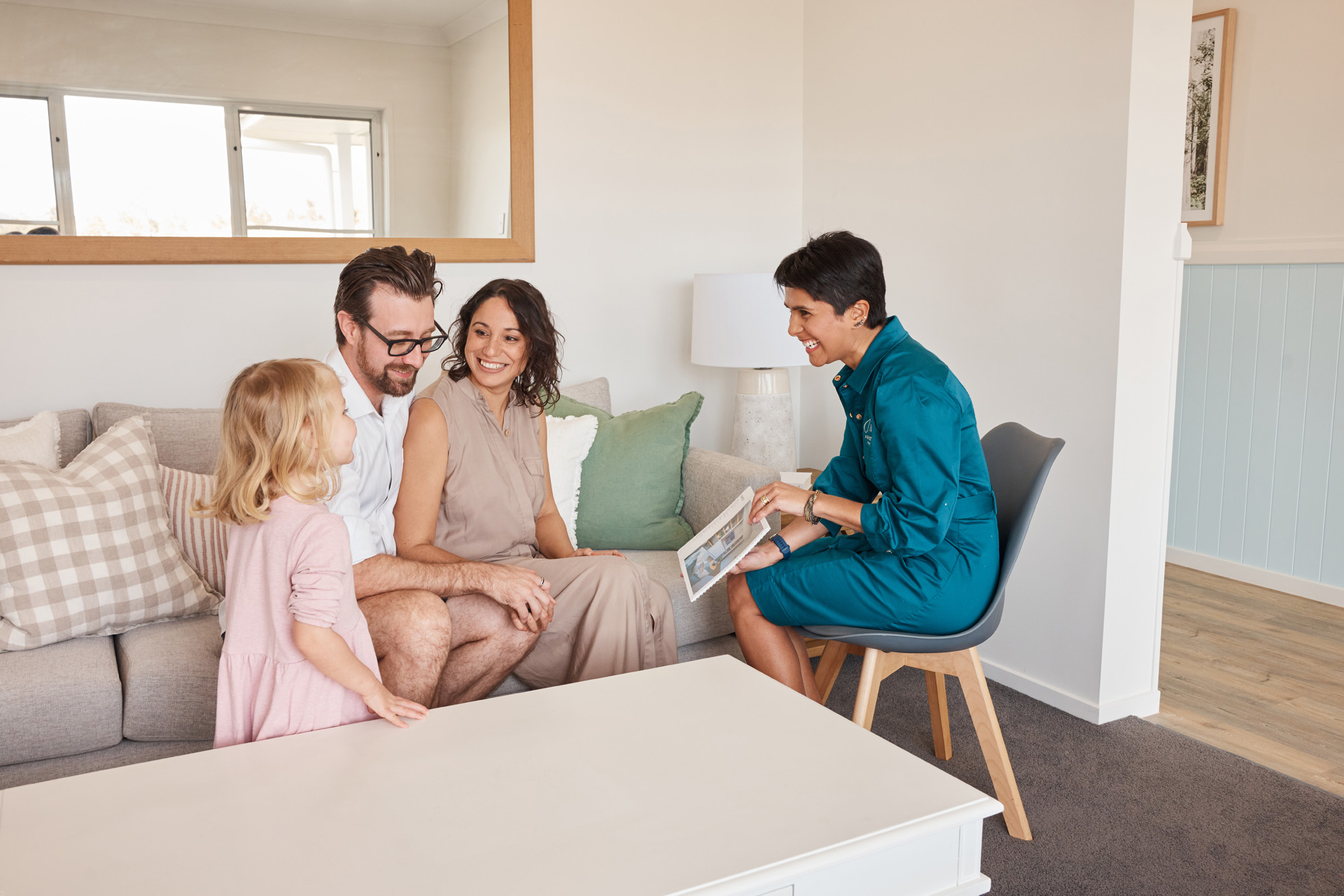 family and agent in lounge