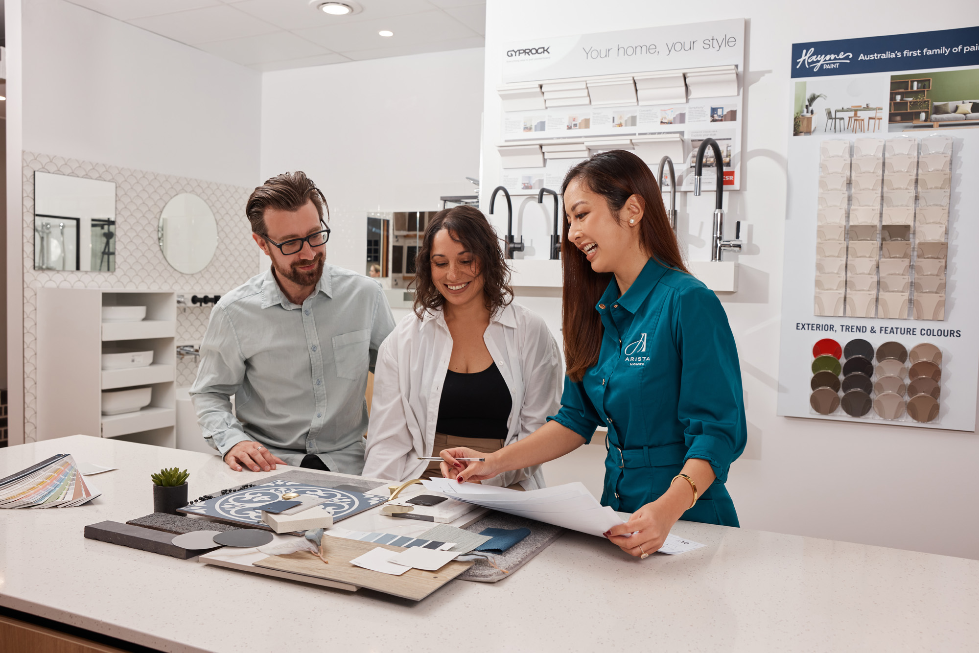 couple reviewing designs