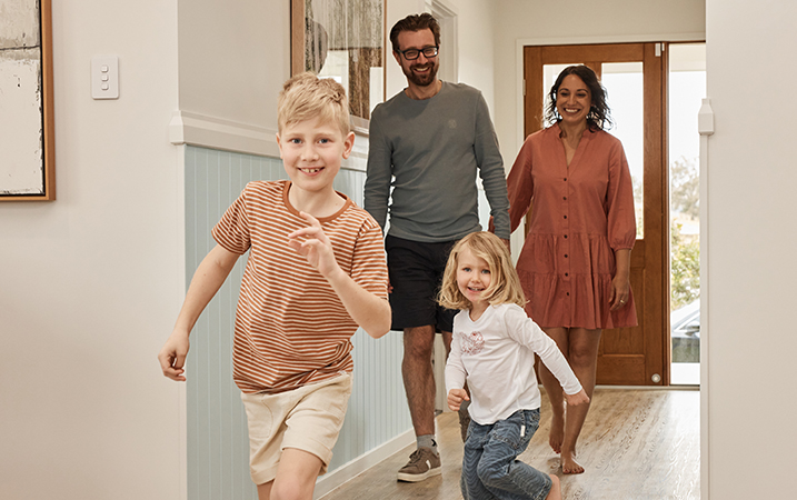 family entering home