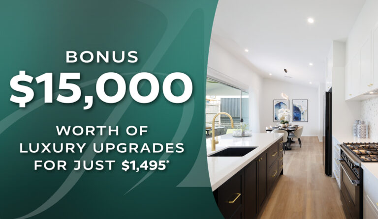 Whiterock Arista Homes bonus offer of $15,000 worth of luxury upgrades to new home builds for $1,495